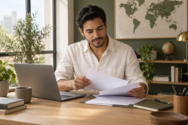 Illustrative entrepreneur organizing EIN paperwork
